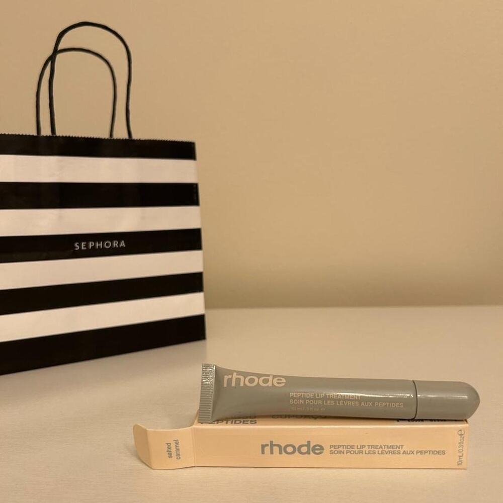 Rhode Salted Caramel Peptide Lip Tint Hailey Bieber Glazed Lip Viral Shade NEW